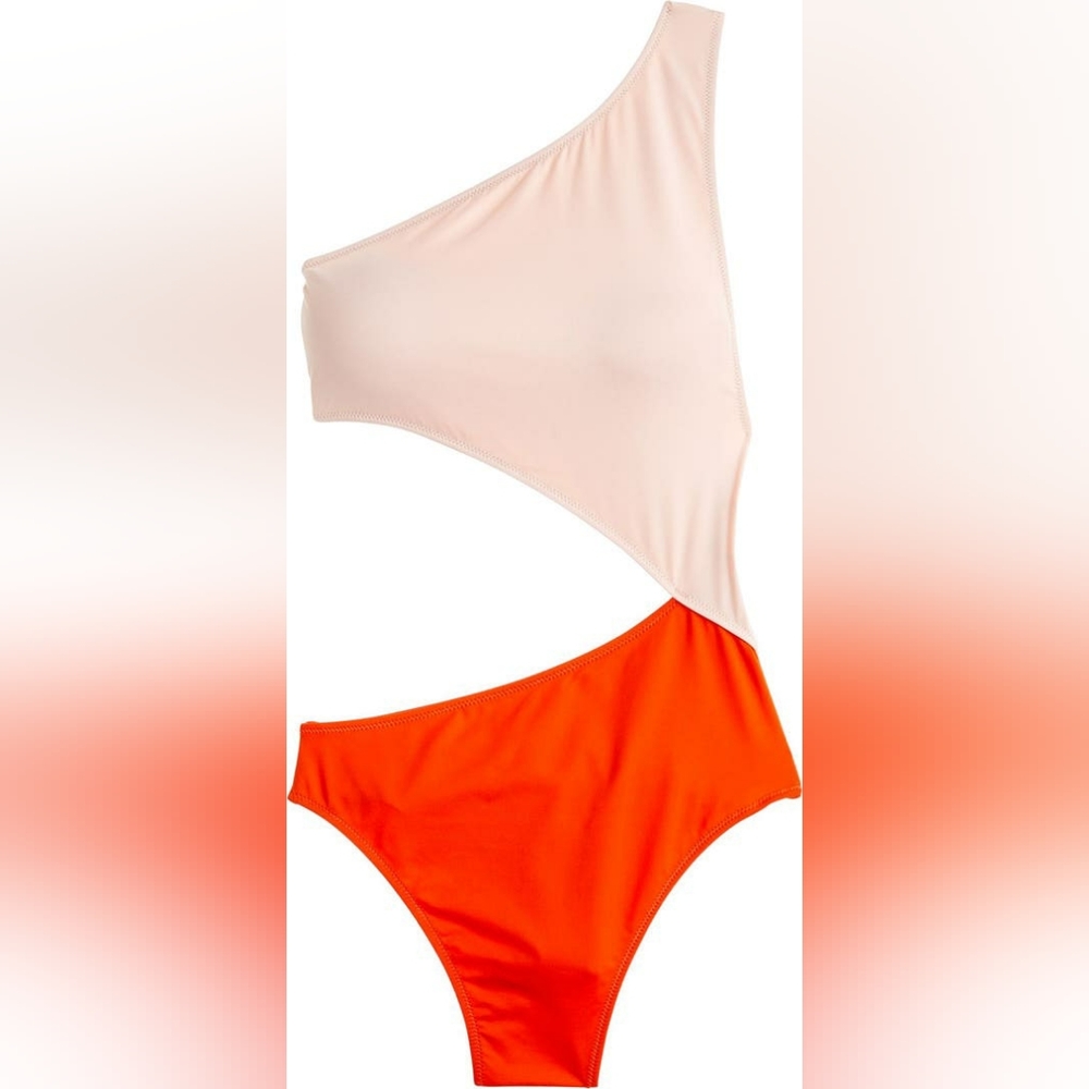 J Crew Playa one shoulder colorblock swimsuit